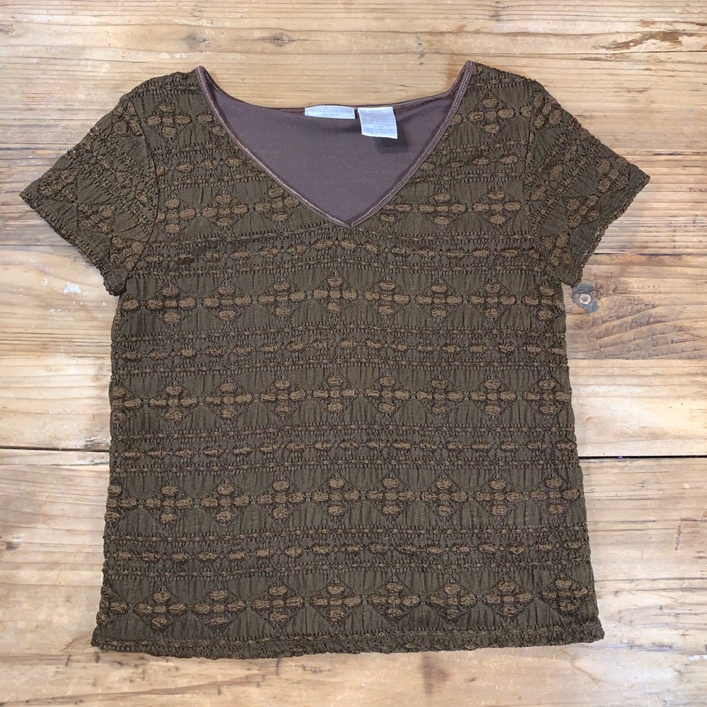 NWOT Worthington Medium Brown Blouse Shirt